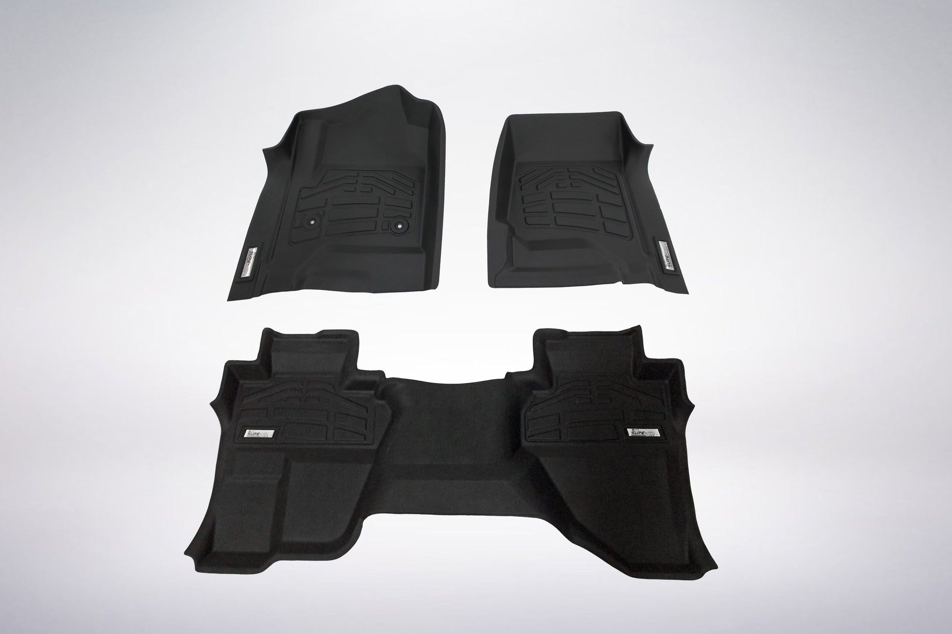 Black First & Second Row Floor Mats for 2017 Chevrolet Silverado 1500/2500/3500 Double Cab